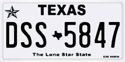 TX license plate DSS5847