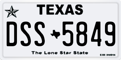 TX license plate DSS5849