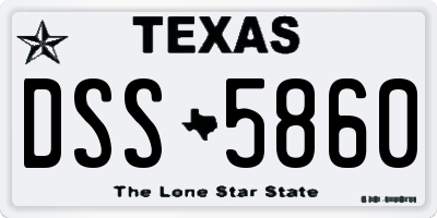 TX license plate DSS5860