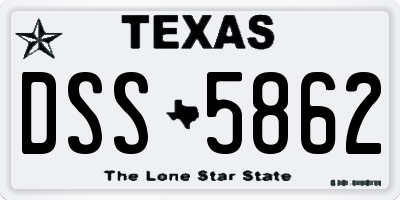 TX license plate DSS5862