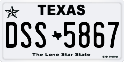 TX license plate DSS5867