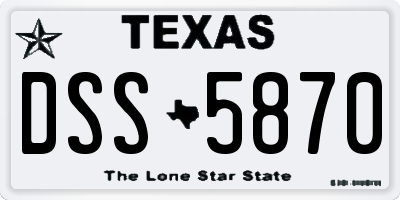 TX license plate DSS5870