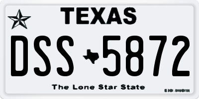 TX license plate DSS5872