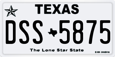TX license plate DSS5875