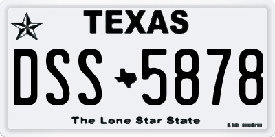 TX license plate DSS5878
