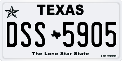 TX license plate DSS5905