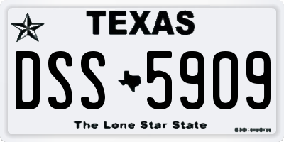 TX license plate DSS5909
