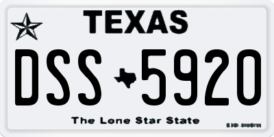 TX license plate DSS5920