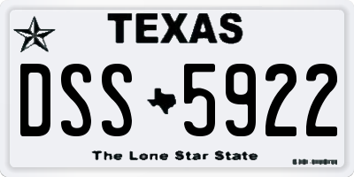 TX license plate DSS5922