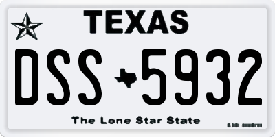 TX license plate DSS5932