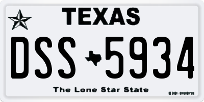 TX license plate DSS5934