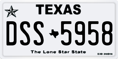 TX license plate DSS5958