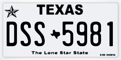 TX license plate DSS5981