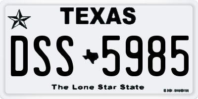 TX license plate DSS5985
