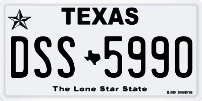 TX license plate DSS5990