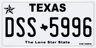 TX license plate DSS5996
