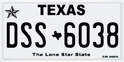 TX license plate DSS6038