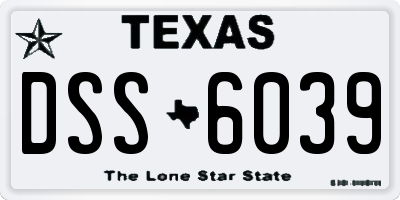 TX license plate DSS6039