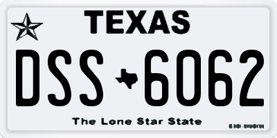 TX license plate DSS6062