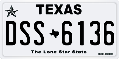 TX license plate DSS6136
