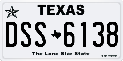 TX license plate DSS6138