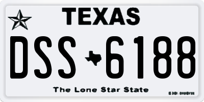 TX license plate DSS6188