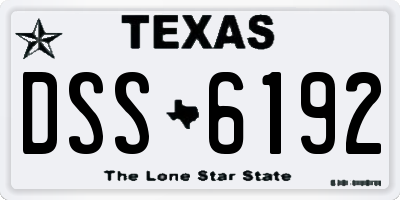 TX license plate DSS6192