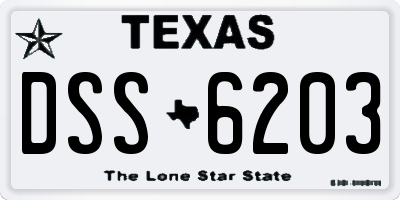 TX license plate DSS6203