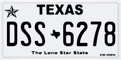 TX license plate DSS6278