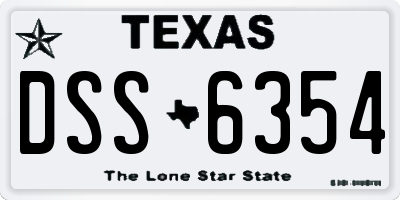 TX license plate DSS6354