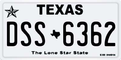 TX license plate DSS6362