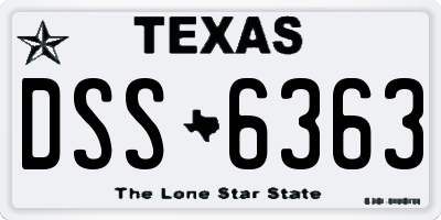 TX license plate DSS6363