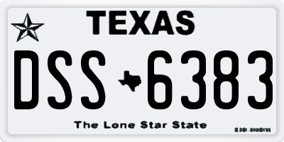 TX license plate DSS6383