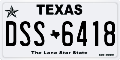 TX license plate DSS6418