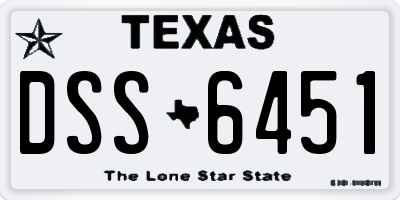 TX license plate DSS6451
