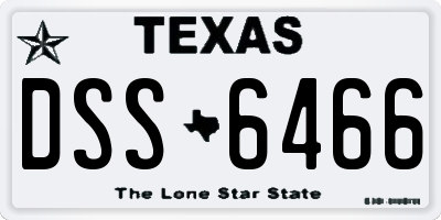 TX license plate DSS6466