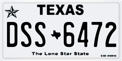 TX license plate DSS6472