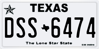 TX license plate DSS6474