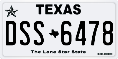 TX license plate DSS6478