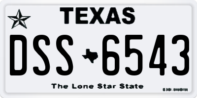 TX license plate DSS6543