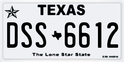 TX license plate DSS6612