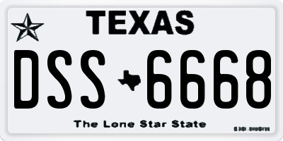 TX license plate DSS6668