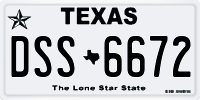 TX license plate DSS6672