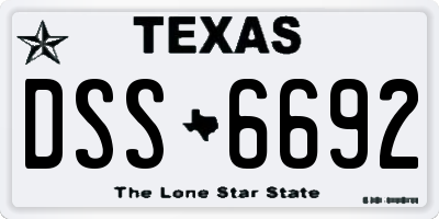 TX license plate DSS6692