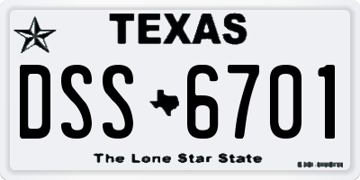 TX license plate DSS6701