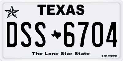 TX license plate DSS6704