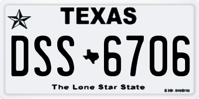 TX license plate DSS6706