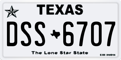 TX license plate DSS6707