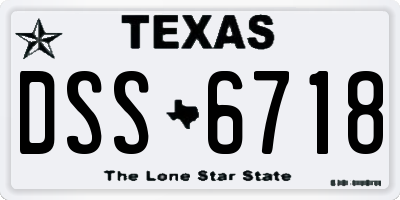 TX license plate DSS6718