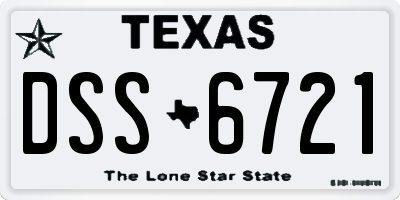TX license plate DSS6721